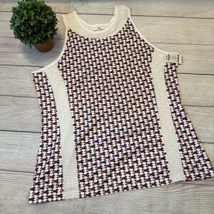 Grand Slam Red and White Geometric Tank Top